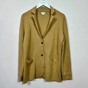 J.CREW Camel Collared Cotton‎ Cardigan, Size Large